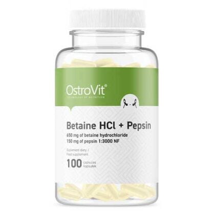 Betaine-hcl 650mg + Pepsin (Magsyrabalans) 100-kapslar