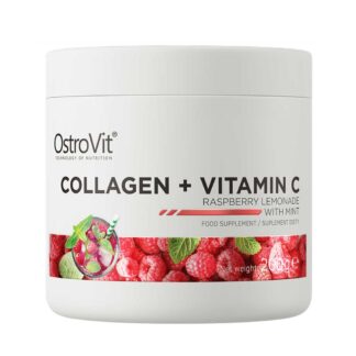 Kollagen + C-vitamin Pulver Hallon/Mint 200-gram